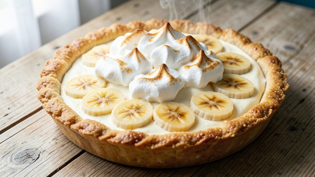 Betty Crocker's Old-Fashioned Banana Cream Pie Recipe: Vanilla Bean Swirls and Crispy Oat Crown