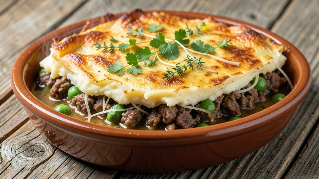 Southern Shepherd's Pie Recipe: Herb-Infused Meat and Peas Baked Under Crispy Potato Top